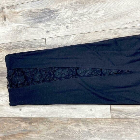 Ela S Black Stretch Pants Lace Insets - Picture 5 of 7